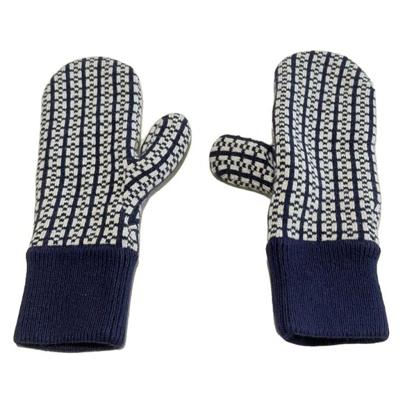 HERMES White Dark Navy Cashmere Women's Gloves 222-052425 - Picture 1 of 5